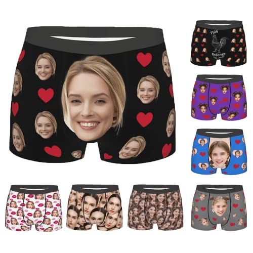 Customized Boxers for Men with Photo Face Heart Personalized Gifts for Him Father Husband Boyfriend, Personalized Mens Underwear Custom Boxers Father's Day Birthday Anniversary Chrismas Day
